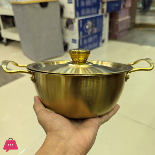 Golden Pot Koreanstyle Noodle Pot with Double Handles Cooking Soup Pot stainless Steel -22CM