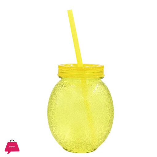 Lemon Straw Cup Soft Drink Glass 650Ml