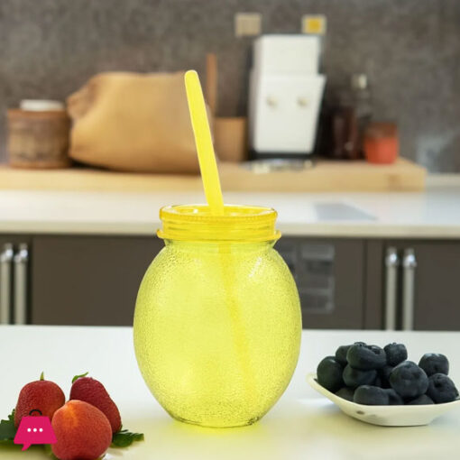 Lemon Straw Cup Soft Drink Glass 650Ml