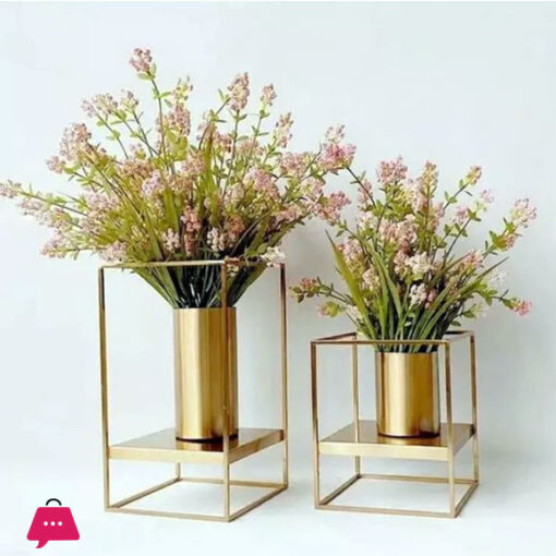 Metal Frame Flower Vase Set of 2