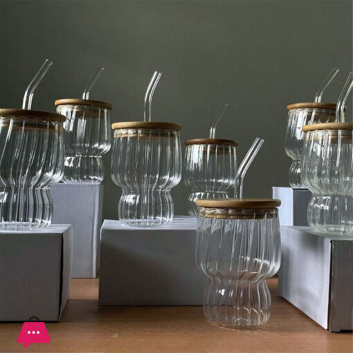 New Design Straw Glass Tumbler with Lid