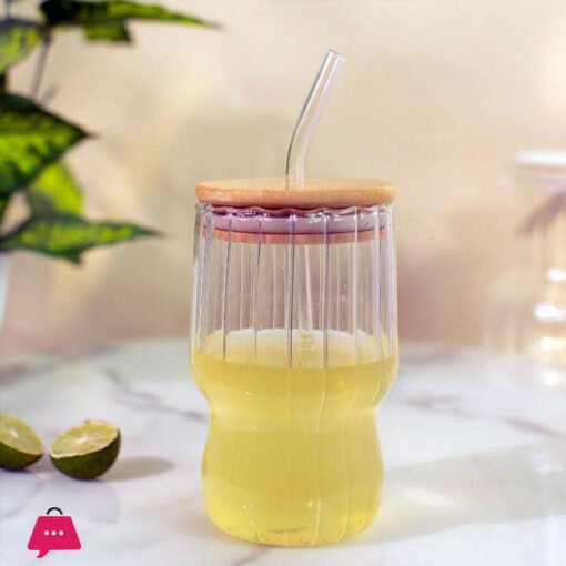 New Design Straw Glass Tumbler with Lid