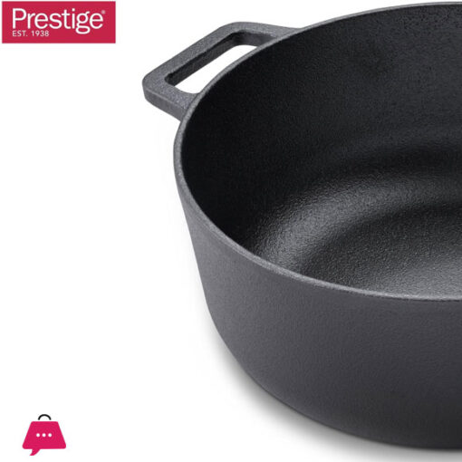 Prestige Cast Iron Casserole 24 CM Induction with Glass Lid Biryani Pot with Heavy Bottom Cast Iron Cookware - 48897