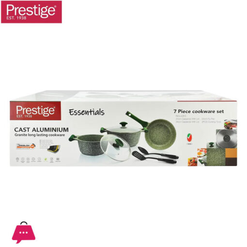 Prestige Essentials Granite 7 Piece Non-Stick Cast Aluminium Cookware sets Induction Base - Green - 80960