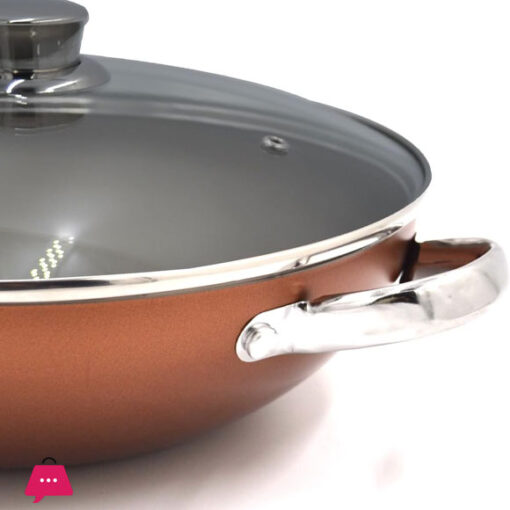 Prestige Ultra Non Stick Kadai with Glass Lid and Induction-Based Triple Layered Non-Stick Coated Wok - 28CM