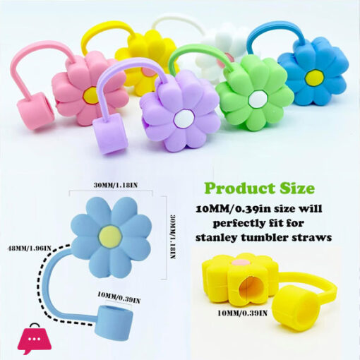 Stanley Straw Cover Silicone Straw Cover 3D Flower