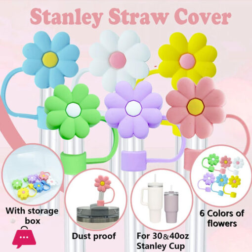 Stanley Straw Cover Silicone Straw Cover 3D Flower