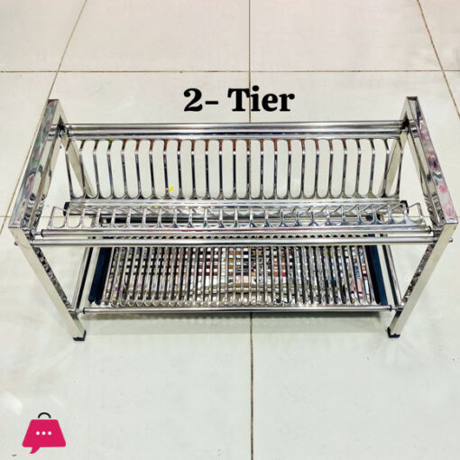 2-TIER PURE STAINLESS STEEL NON MAGNETIC DISH AND PLATES RACK