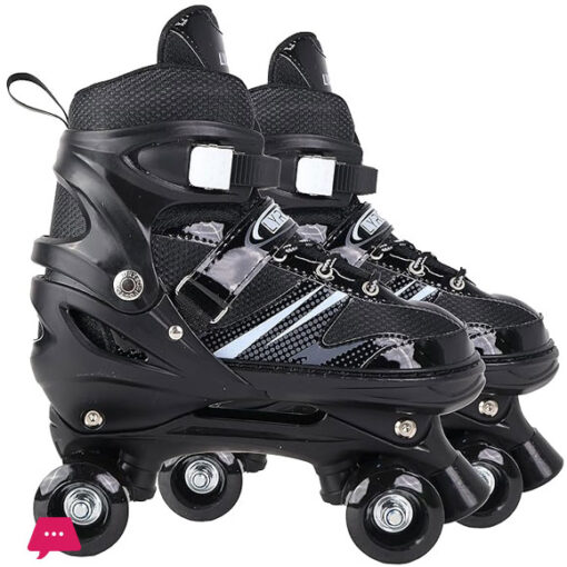 Roller Derby Wheel Roller Skates With Break For Boys Kids And Girls Adjustable Skating Shoe(Black)