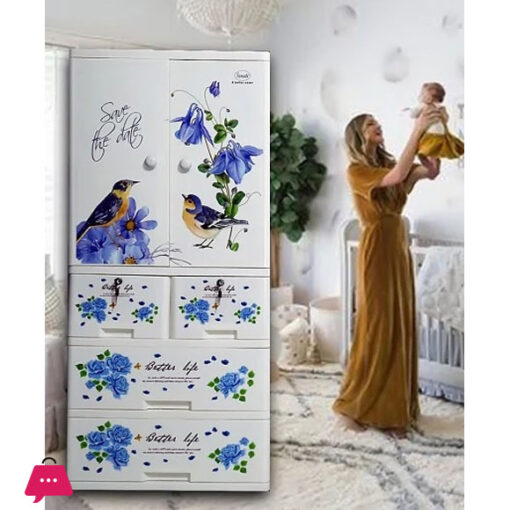 Sonati Wardrobe Multipurpose Staorage Drawer - Toy Almari Hanging Portion Cupboard Decorative Style - Almari Cabinet Portable With 6 Drawer