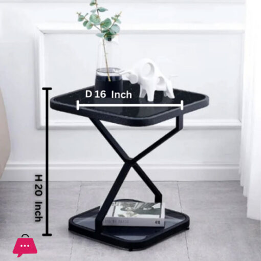 Square Small Side Table with Iron Legs - Square