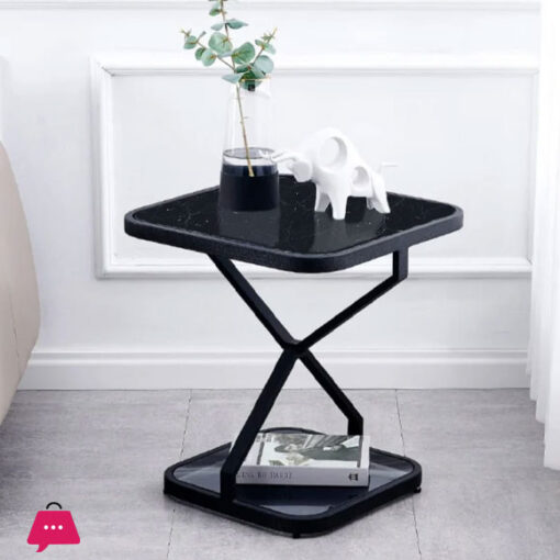 Square Small Side Table with Iron Legs - Square