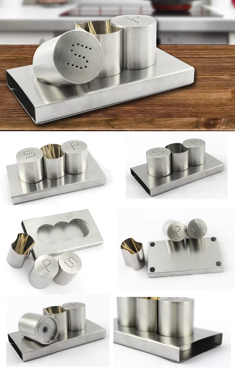 Stainless Steel Salt and Pepper With Toothpick Holder