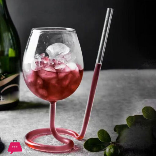 Straw Spiral Wine Glass Cocktail Glass with Straw Decorative Heat Resistant Straw Cup Wine Glass for Home Bar Restaurant