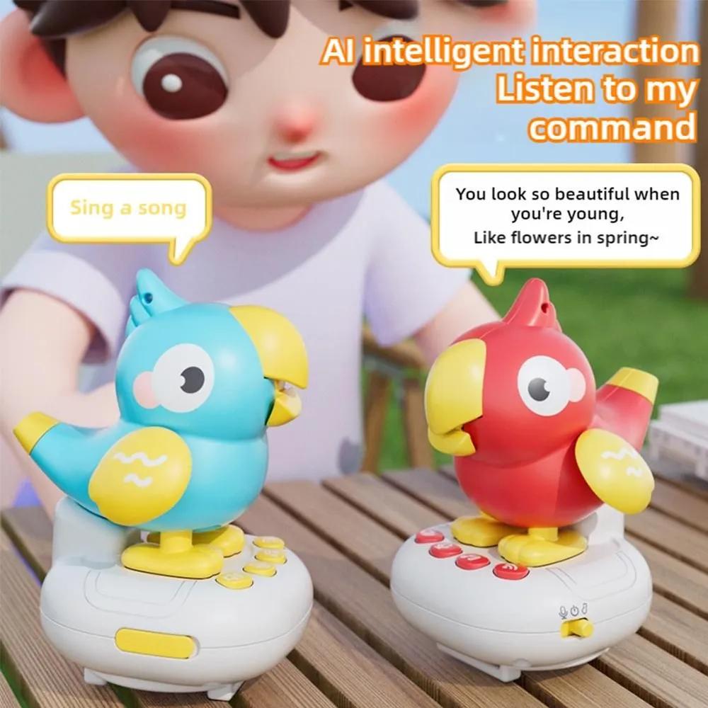 The Smart Electronic Toy for Children Cuckoo Parrot is Equipped with Artificial Intelligence and Can be Controlled by Voice and Dialogue