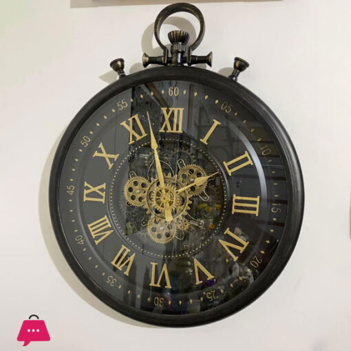 Vintage Design Moving Mechanism Wall Clock - Black - 60 × 75 cm