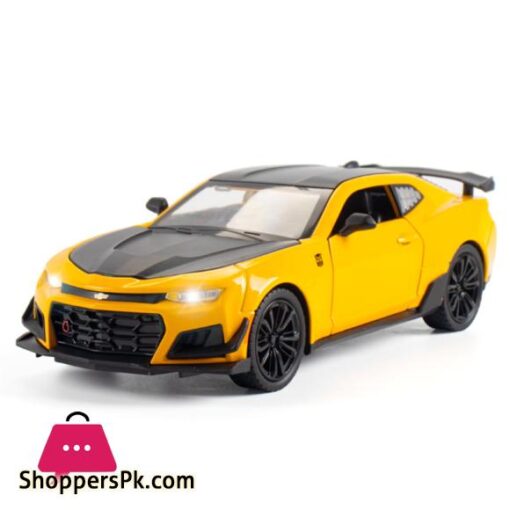 1/24 Alloy Die Cast Camaro Sports Car Model Toy Vehicle Simulation Sound Light Pull Back Collection Toys For Children