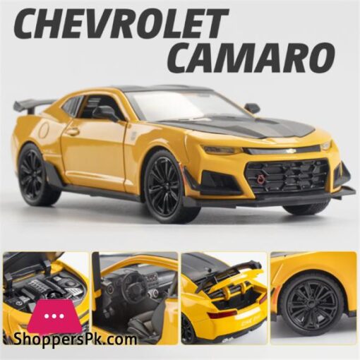 1/24 Alloy Die Cast Camaro Sports Car Model Toy Vehicle Simulation Sound Light Pull Back Collection Toys For Children