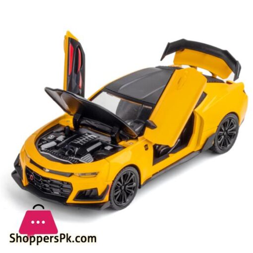 1/24 Alloy Die Cast Camaro Sports Car Model Toy Vehicle Simulation Sound Light Pull Back Collection Toys For Children