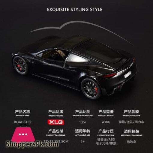 1:24 Tesla R ROADSTER High Simulation Diecast Metal Alloy Model car Sound Light Pull Back