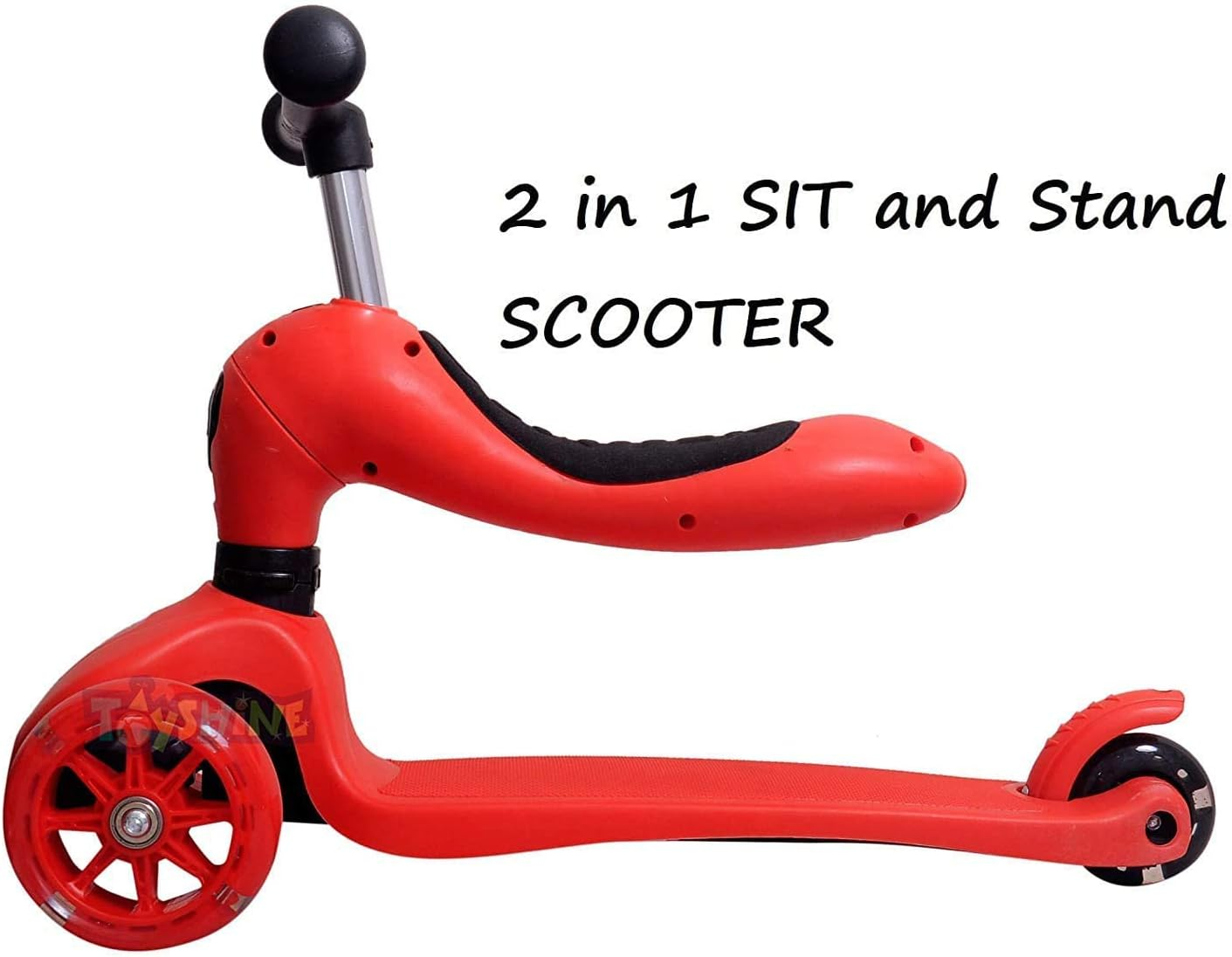 2-in-1 Kids Toddler Scooter with Removable Seat 3 Wheel Scooter for Boys Girls Adjustable Height Extra Wide Deck Scooter 2-8 Years Kids