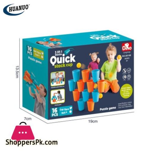 3 in 1 Quick Stack Cup Toy Game 16 Pcs Enhance Kids Attention all Time Education Toy