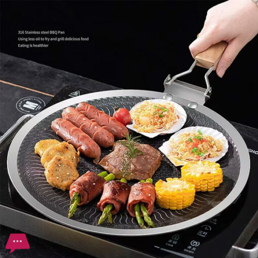 316 Laser Coated Honeycomb Stainless Steel Tawa 34CM - Image 5