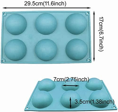 6 Holes Silicone Baking Mold For Chocolate Cake Jelly Pudding BPA Free Non Stick Round Shape Half Sphere Baking Pan