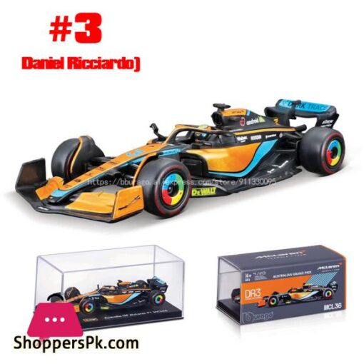 Bburago 1:43  Lando Norris McLaren F1 Team MCL36 #3 Daniel Ricciardo Alloy Toy Car Model Super - Image 2