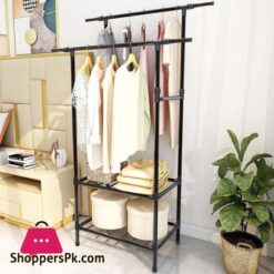 Clothes Rails Heavy Duty Garment Racks for Hanging Clothes with Shelves Double Rods Shape 1