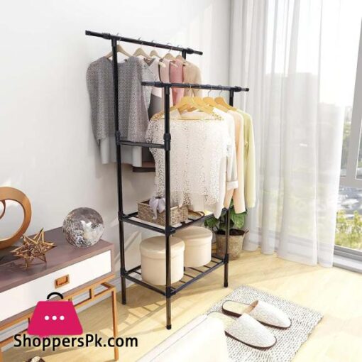 Clothes Rails Heavy Duty Garment Racks for Hanging Clothes with Shelves Double Rods Shape 1