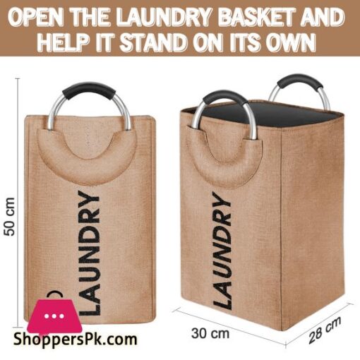 Foldable Handheld Laundry Basket Toy Storage Basket with Ring Padded Aluminum Handle