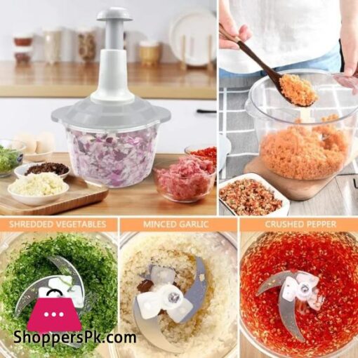 Manual Food Chopper 07L Speedy Chopper with 3 Curved Stainless Steel Blades Handheld Vegetable Chopper Mincer Mixer to Chop Fruits Vegetables Ginger Herbs Garlics