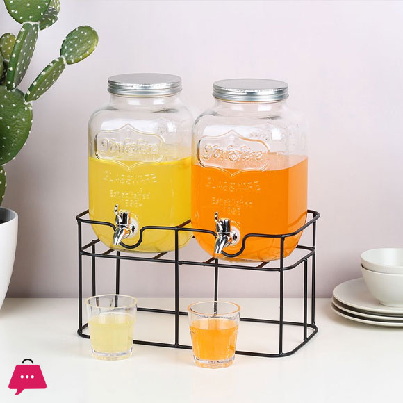 Metal Stand Double Tank Beverage Dispenser Stand 5Liter + 5Liter Capacity