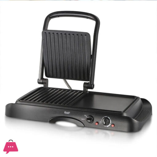 New RAF Multifunctional Non Stick Panini Grill Maker 1600W 2 in 1 Baking Tray - Black - Image 2