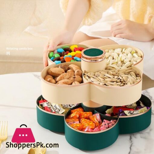 New Revolving Dryfruit Tray Candy Snack Seeds Dried Fruit Storage Box Petal