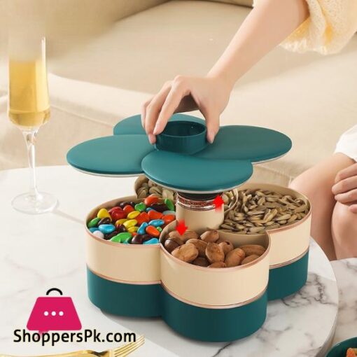 New Revolving Dryfruit Tray Candy Snack Seeds Dried Fruit Storage Box Petal