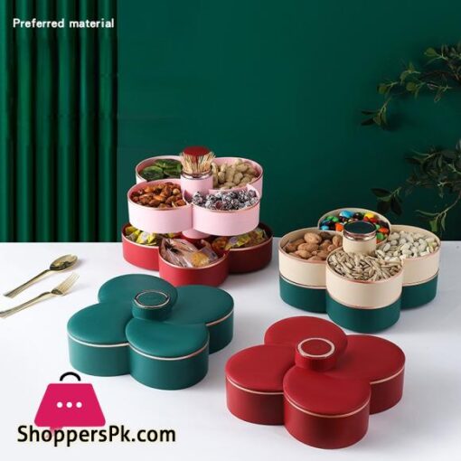 New Revolving Dryfruit Tray Candy Snack Seeds Dried Fruit Storage Box Petal