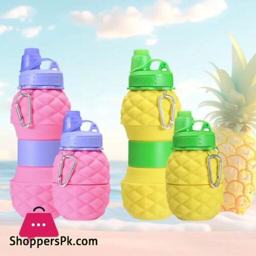 Pineapple shape foldable water bottle reusable silicone water bottle outdoor mountaineering travel portable hiking water cup - AliExpress 15