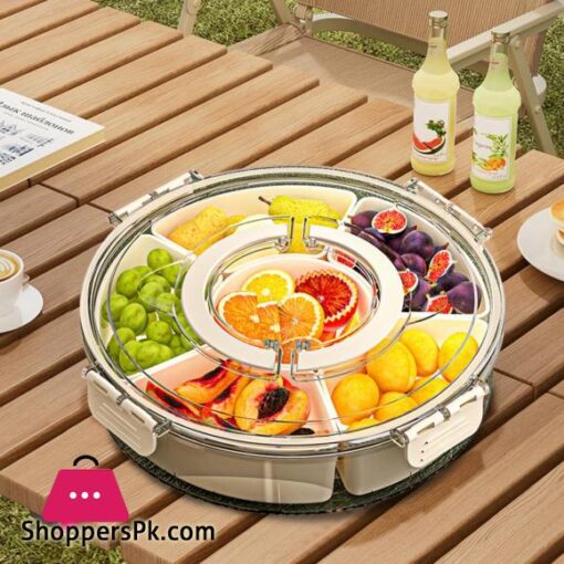 Rotating Fruit Plate Snack Spinner with 6 Compartments Food-Grade Container