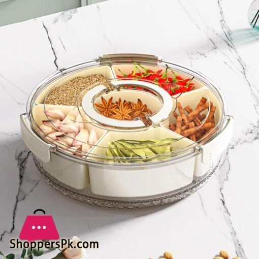 Rotating Fruit Plate Snack Spinner with 6 Compartments Food-Grade Container