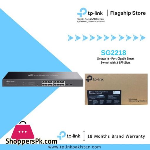 TP Link Network Gigabit Desktop Switch TL SG2218 JetStream 16 Port Gigabit Smart Switch with 2 SFP Slots 18 Months Brand Warranty