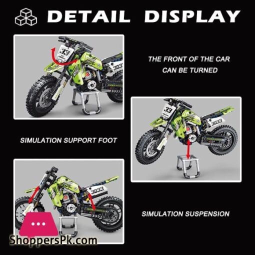 Technology Kawasakii Dirt Motorcycle Building Blocks Model Motorbike Toy