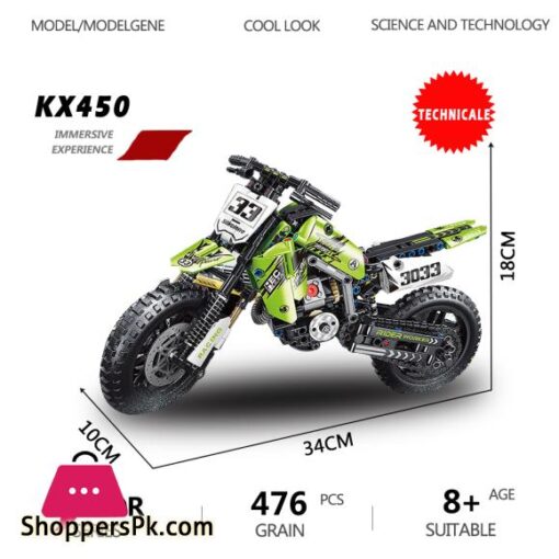 Technology Kawasakii Dirt Motorcycle Building Blocks Model Motorbike Toy