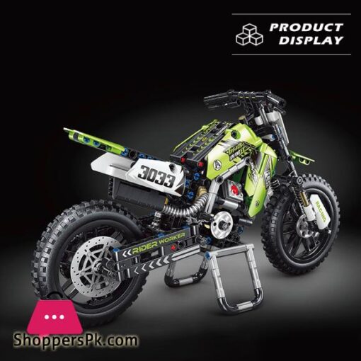 Technology Kawasakii Dirt Motorcycle Building Blocks Model Motorbike Toy