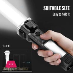 USB Charging Super Bright LED Flashlight with Safety Hammer Side Light Torch Light Portable Lantern Outdoor Adventure Lighting