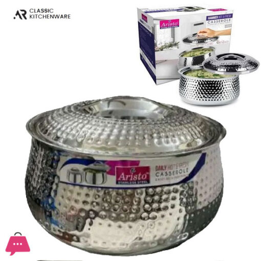 Aristo Indian Hotpot Hammered Stainless Steel 3 Liter