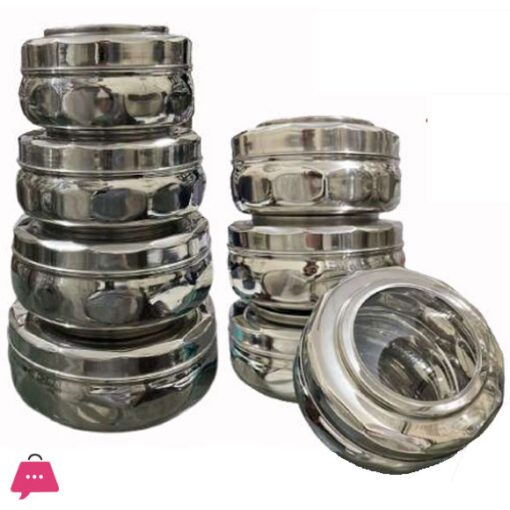 Aristo Indian Stainless Steel Diamond See Thru Puri Dabba 10x13 Set of 4