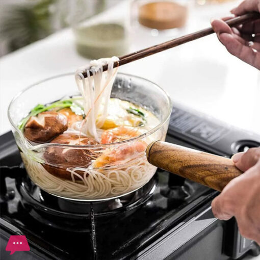 Borosilicate Glass Cookware for Gas Stove Saucepan with Handle 1500ML