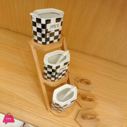 Checkered Chess Design Ladder Porcelain Spice Set